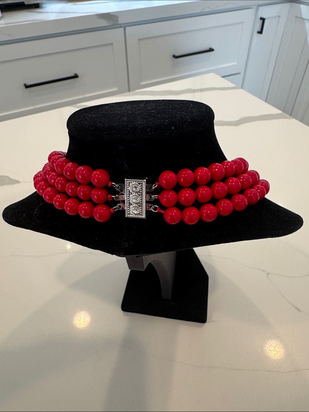 Red and Turquoise Multi-Strand Beaded Necklace - Women Jewelry - Picture 4 of 5